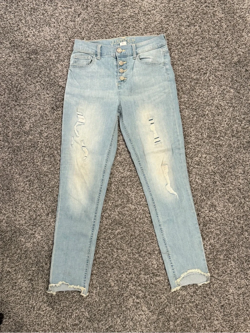 Girls Justice Light Blue Distressed Skinny Jeans